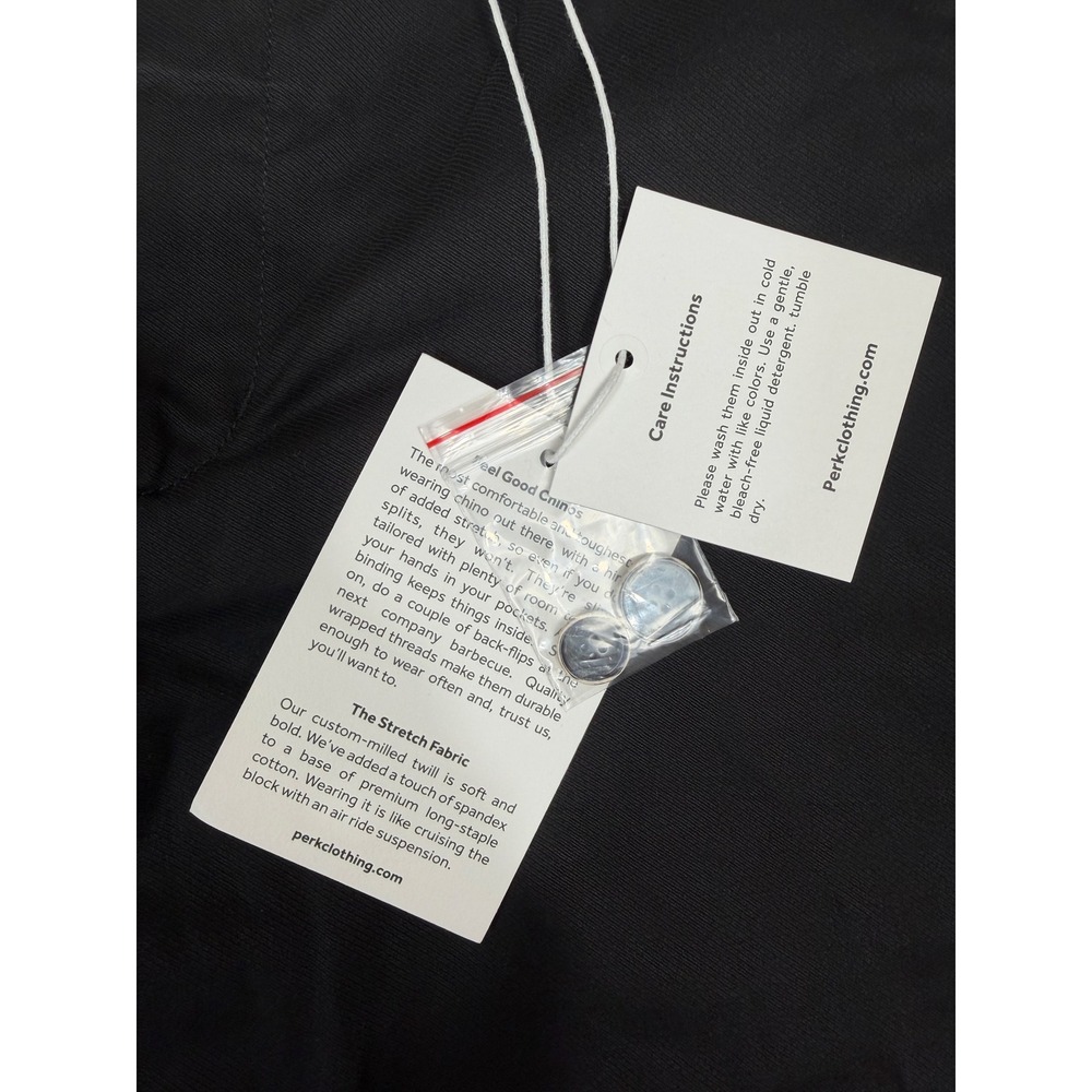 Perk Feel Good Chinos NWT Mens 33x32 Black Cotton Twill Slim Fit Stretch Pants - Picture 7 of 11